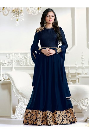 Drashti Dhami navy blue color georgette  anarkali kameez